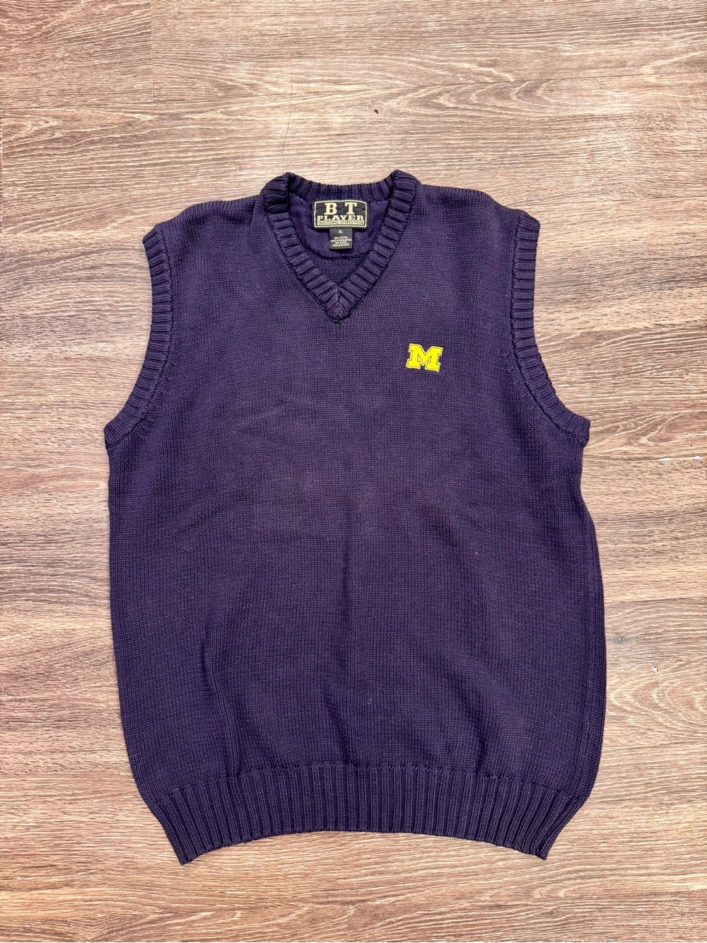 Vintage Michigan Wolverines Sweater Vest XL Navy Cotton V-Neck Golf